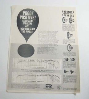 1958 GOODMANS Speakers Spec Sheet AXION / AxietteII