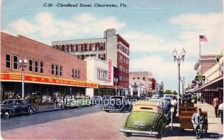 . Clearwater, Florida. Cleveland Street   FW Woolworth Co.   Autos