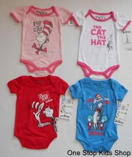 DR. SEUSS Baby 3 6 9 Mo Creeper BODYSUIT Shirt Set Outfit CAT IN THE