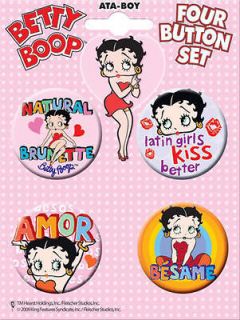 Betty Boop Latin Girls Kiss Better 4 Piece Button Set
