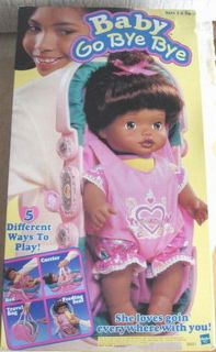 Baby Go Bye Bye African American With Outfit,Carrier ,Bottle & Brush