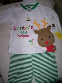 New Baby Holiday Outfit 2pc Santas Little Helper Deer