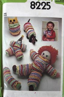 Vtg 70s stuffed toy pattern baby gift owl puppy dog clown doll worm