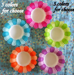 24 pcs Blossom petal baking cups cupcake liners holders 5 COLORS for