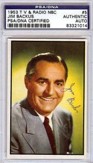 Jim Backus Autographed Signed 1953 Bowman Card PSA/DNA #83321014