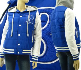 VARSITY BASEBALL JACKET QUILTED HOODIE Winter Number 3 With Letter B