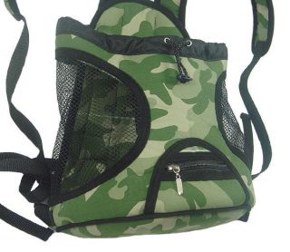 Camo pet dog front carrier bag, sturdy, front or back pack denim olive