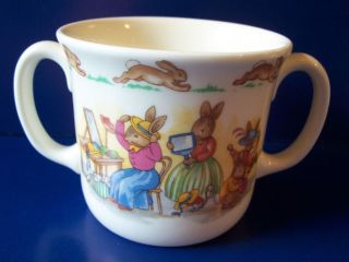 Vintage Royal Doulton Bunnykins Hug A Mug Cup Hat Shop England ca 1936