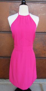Banana Republic Womens Pink Pleated Front, Lined Halter DRESS Size 6