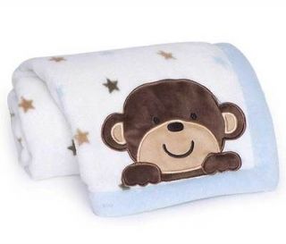 Monkey Rockstar Embroidered Boa Blanket