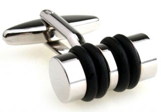 NEW Black Steel Executive Wedding Contemporary Chic CUFFLINKS Cuff