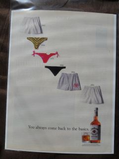 1989 Print Ad Jim Beam Whiskey Back to Basics Mens Underwear Briefs