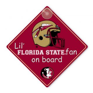 Florida State University FSU Seminoles Car Window Baby on Board Sign
