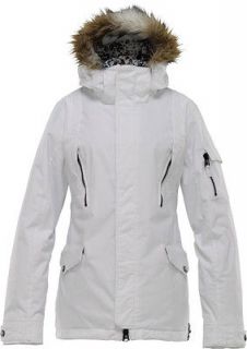NWT BURTON Womens TWC Parka Ski Jacket Coat Bright White Fur Trim