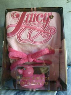 JUICY COUTURE DOG Bathrobe & Chew Toy SET Pink Embroidered L