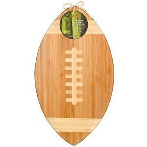 NEW Super Bowl Party Bamboo Football Cutting Board Serving Platter