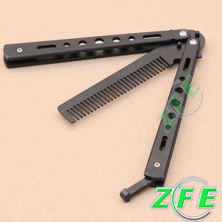 New 1Pc Black Metal Practice Butterfly Comb Style Knife Trainer Tool