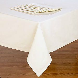 90 EXTRA WIDE HEMMED TABLECLOTH ASST SIZES WHITE or ECRU / IVORY