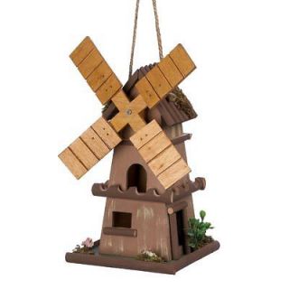 Whimsical Windmill Birdhouse Cleverly Crafted Wood Yard Lawn Garden