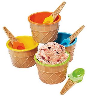 Ice Cream Dessert Bowls with Spoons