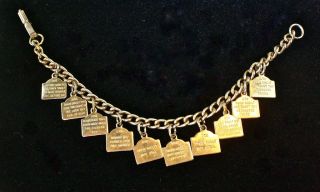 Vintage Goldentone Ten Commandments Bracelet 