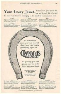 1894 Clevelands Baking Powder Horseshoe Lucky Jewel Ad