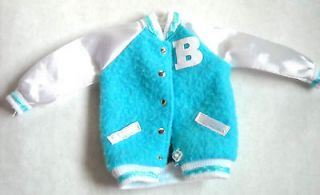 Barbie Doll Clothing Jacket Coat Blue & White Lettermans