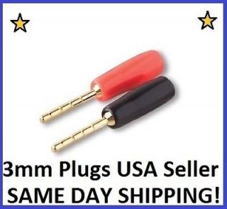 pairs) Gold 3mm Speaker Wire Cable Pin Connectors Plugs   Solderless