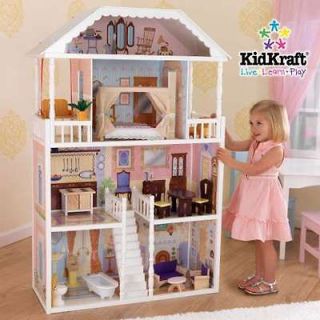 STORY DOLL HOUSE/MANSION w/FURNITURE SET   FITS BARBIE WOODEN/WOOD