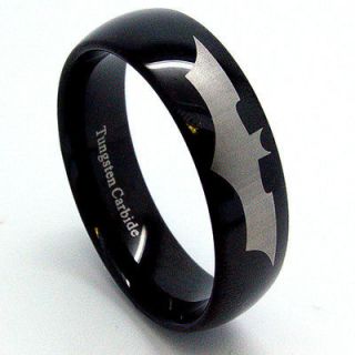 Tungsten w/ Silver Laser Etched Batman Design Wedding Ring Size 5 17