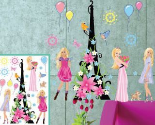 3D Wall Stickers Barbie Princess Kids Wall Decals Girl Room Decor DIY