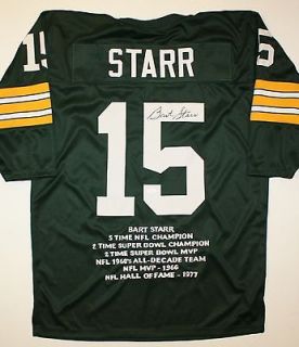 Bart Starr Autographed Green Bay Packers TB Stat Jersey  JSA