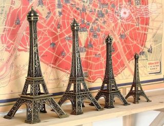 Paris Eiffel Tower Antiqued Imitation Model Bronze Tone Vintage Alloy