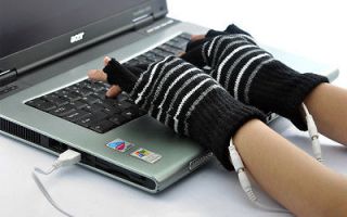 Heating gloves Fingerless Gloves for Men   Heated, USB Cable, Black