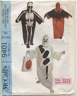 Sew Pattern Childs Costumes Robe w/ Appliques Ghost Bat Skelton Sz 2 4