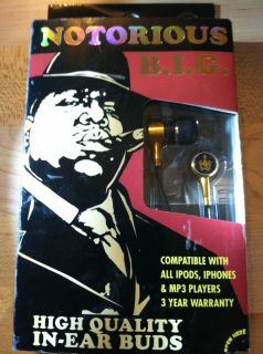 Notorious BIG In Ear Buds Artist Headphones for iPod iPhone MP4 