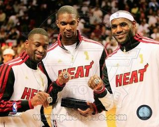 James, Dwyane Wade, Chris Bosh Miami Heat NBA Championship Rings Photo