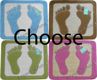 Two Feet Baths Mat Floor Rug 100% Polyester with Non Slip Rubber