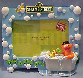 Sesame Street Ernie in Tub w Rubber Duckie LARGE FRAME