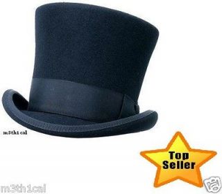 Adult Black Wool Tall Gentlemens Top Hat Victorian Dickens Slash