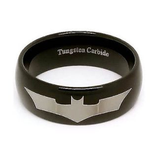 Plated & Laser Etched Stealth Batman Tungsten Wedding Ring Size 13.5