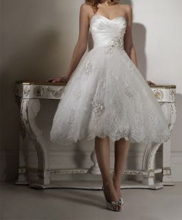 Tea length bridal gown beach wedding dress short summer 2 4 6 8 10 12