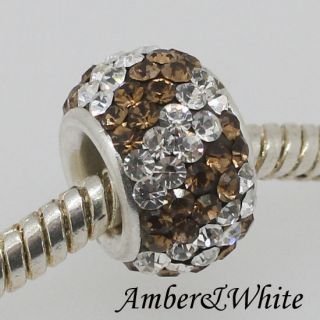 925 Sterling Silver Swarovski Crystal Big Hole Charm Bead Fit Bracelet