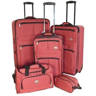 NEW CONFIDENCE 5 PIECE RED EXPANDABLE LUGGAGE SET WHEELED SUITCASES