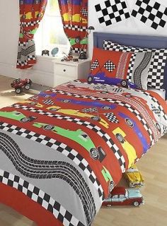 Racing Cars Double Bed Duvet Cover & Pillowcase Set 4 Kids Bed linen