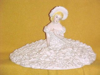 Ardalt Majolica Repousse Floral Porcelain Figurine Woman Doll Vintg