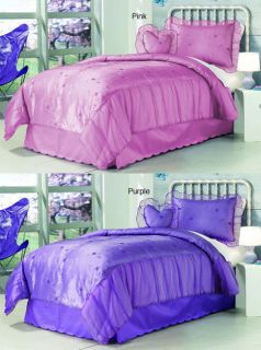 PINK TEEN TWEEN FULL DOUBLE Comforter, Shams, & Bedskirt, NEW