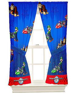 SUPER MARIO BROS KIDS BEDROOM CURTAIN DRAPES WINDOW COVERING NEW
