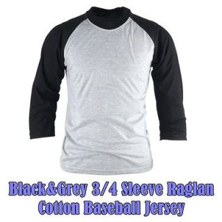 XL Mens Grey 3/4 Sleeve Raglan Baseball Jersey TShirt Tee Vintage