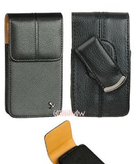 4G LTE BLACK NAPA LEATHER POUCH CASE ROTATED BELT CLIP PHONE HOLSTER